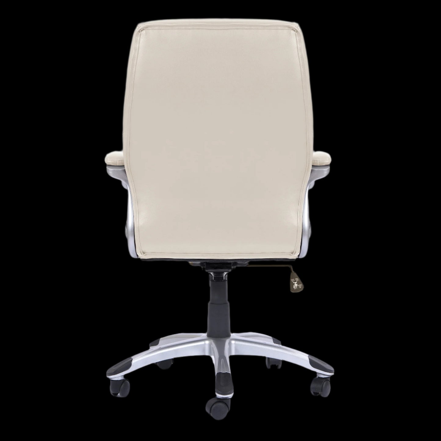 Beige office chair with a black background