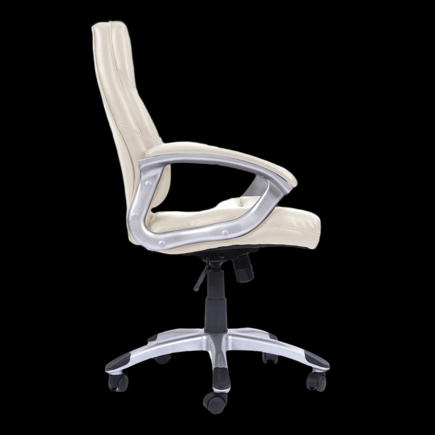 Beige office chair with a black background