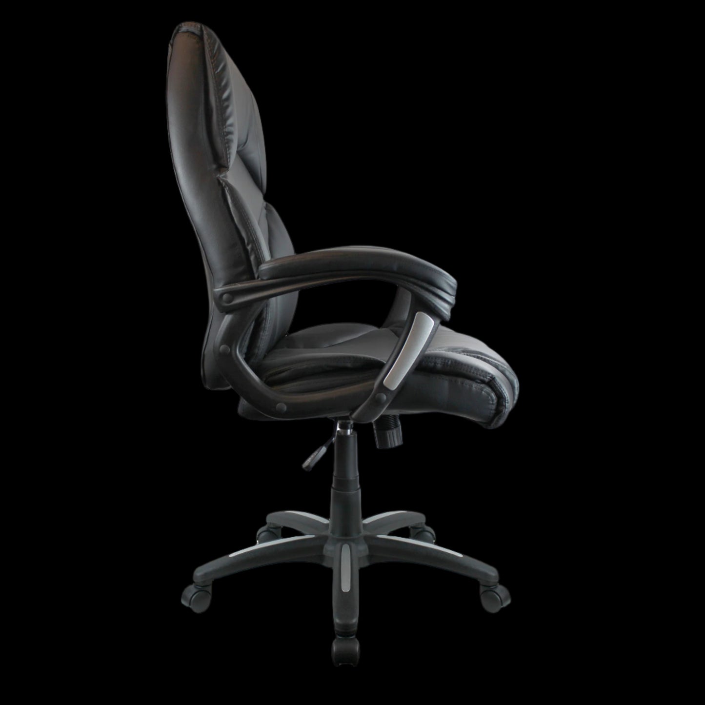 Gray office chair on a black background