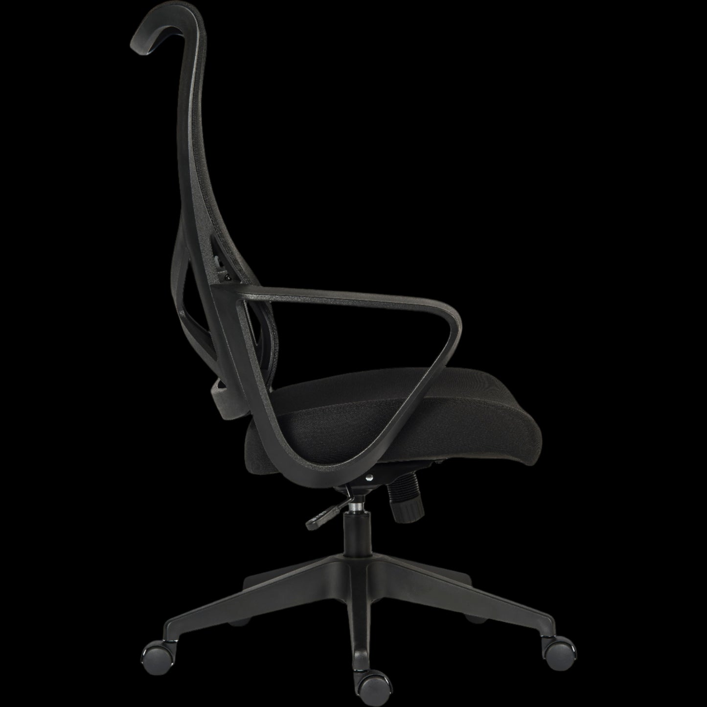 Black office chair on a black background