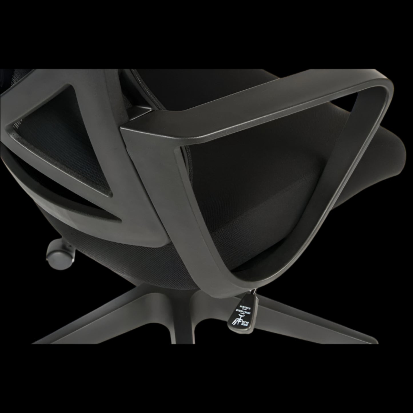 Black office chair with a black background