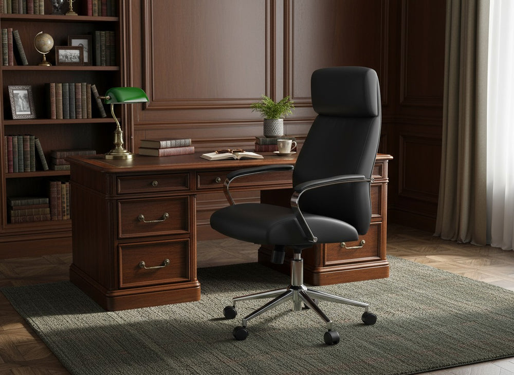 Henley Leather Chair in a home-office setting