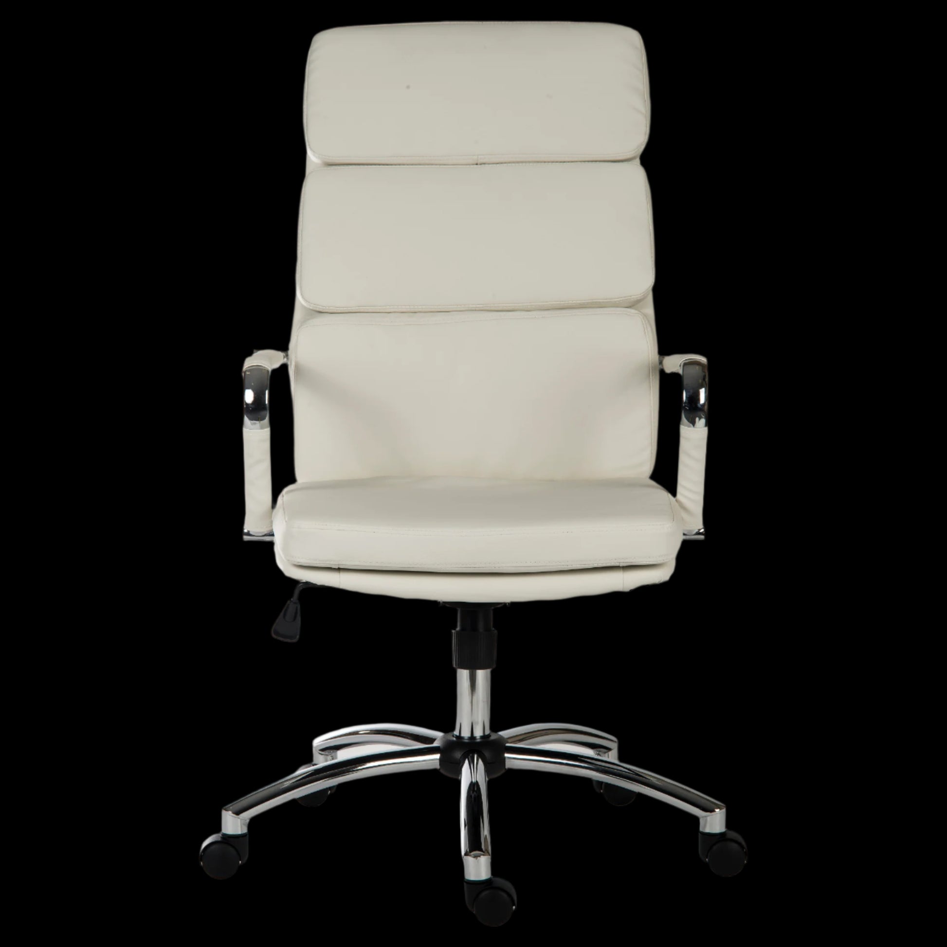 White office chair with chrome base on a black background