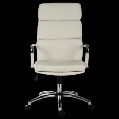 White office chair with chrome base on a black background