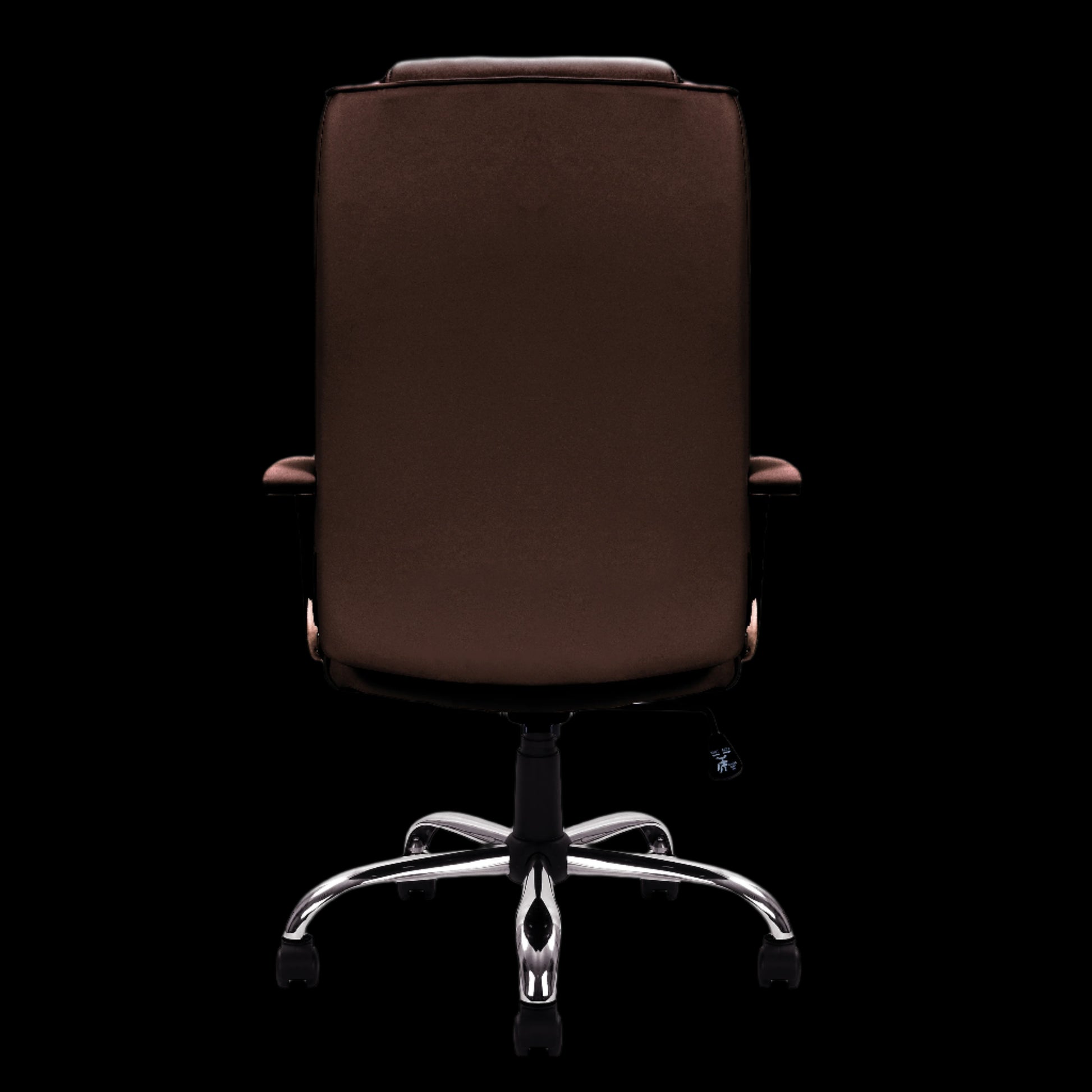 Brown office chair with a black background