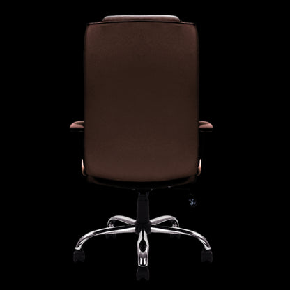 Brown office chair with a black background