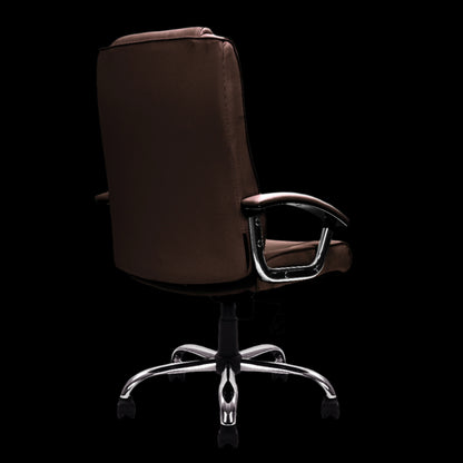 Brown office chair with a black background