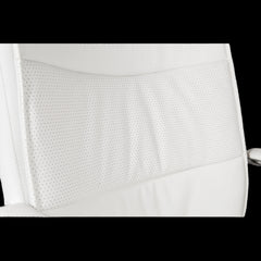 White office chair with a textured headboard on a black background