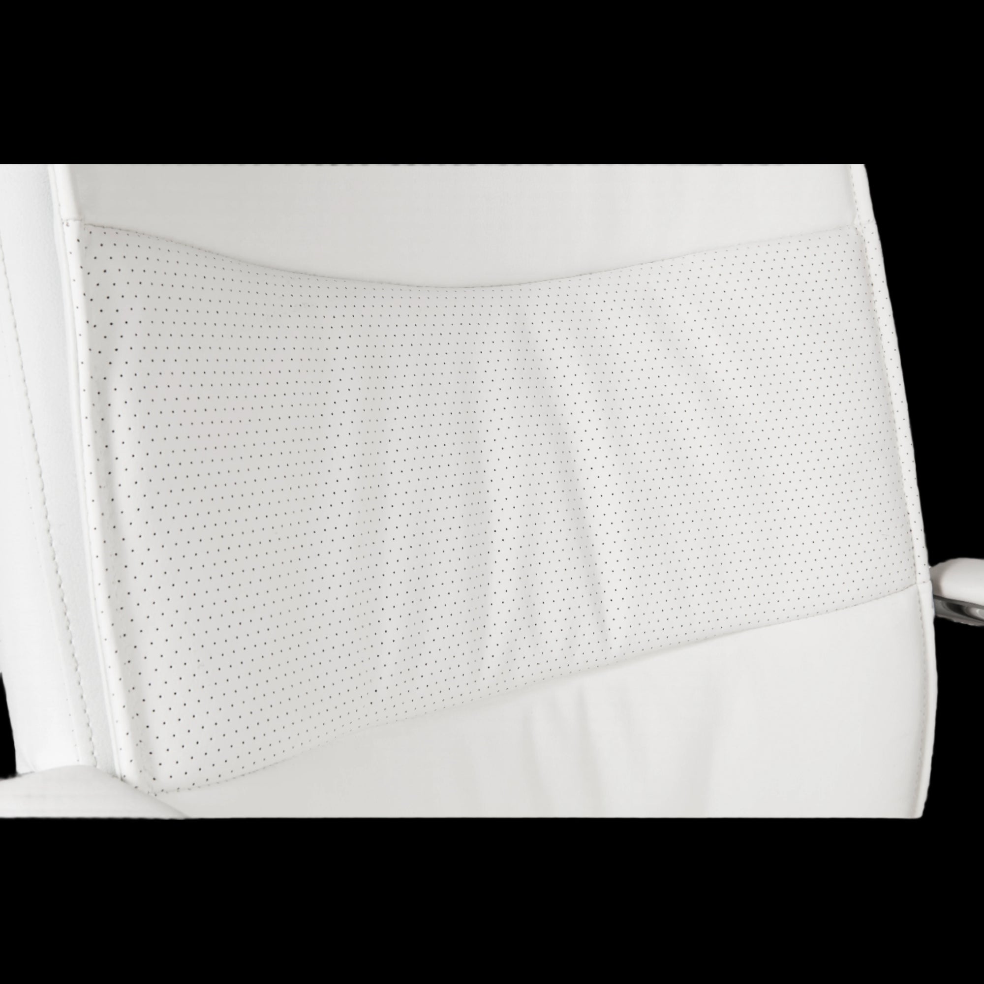 White office chair with a textured headboard on a black background