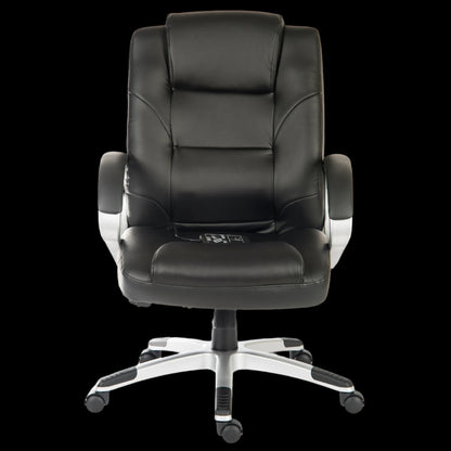 Black office chair with a black background