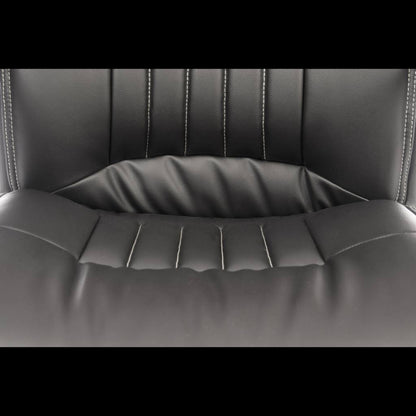 Black leather chair with stitching detail