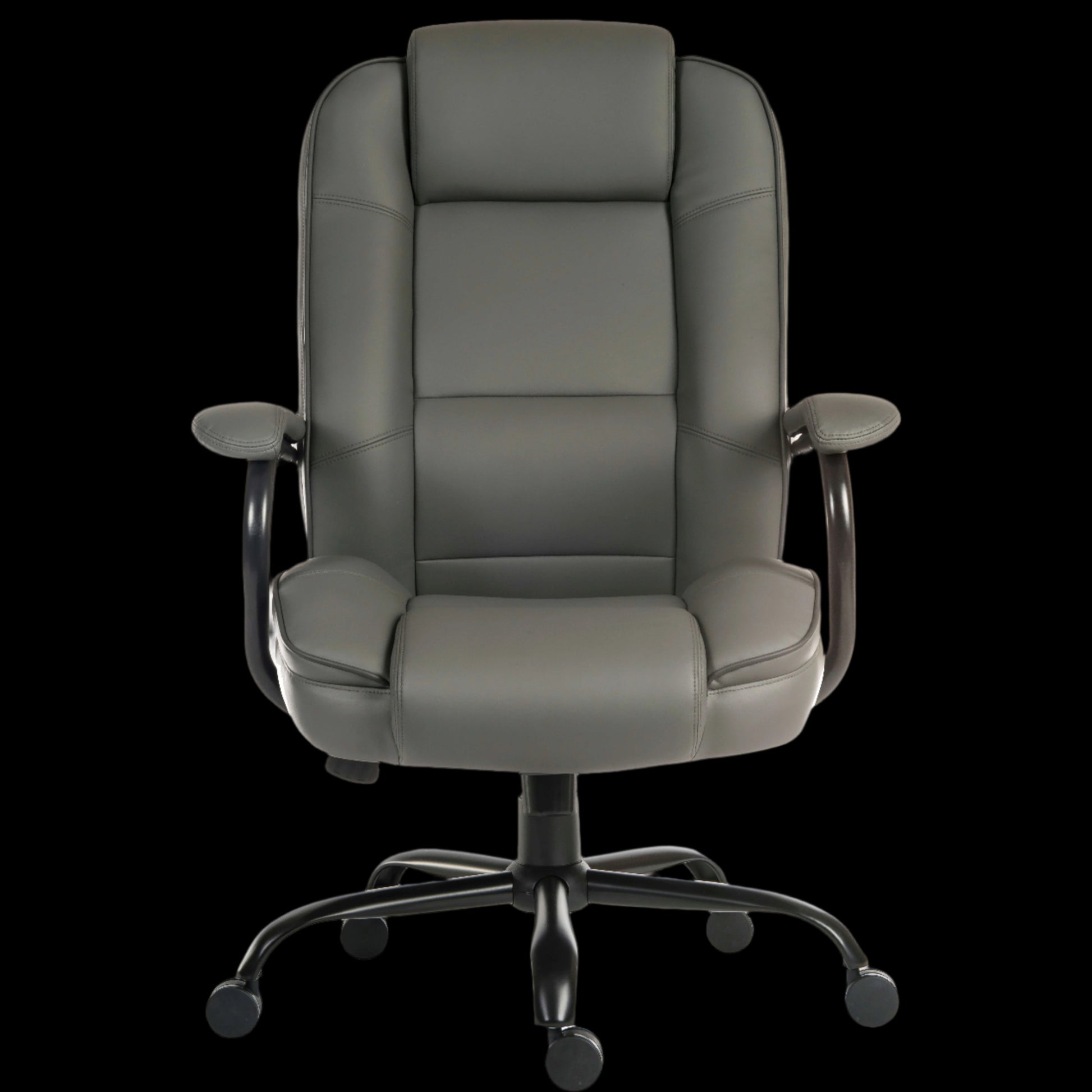 Gray office chair on a black background