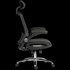 black office chair with a black background