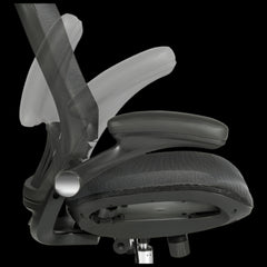 black  office chair with mesh backrest on a black background