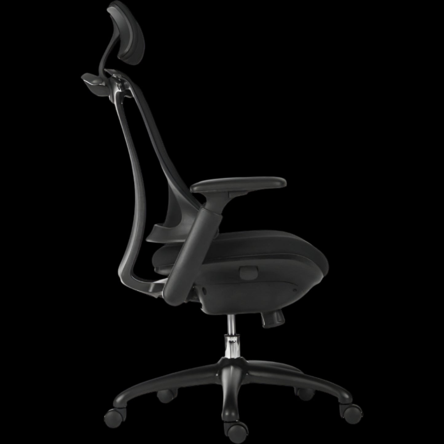 Black office chair on a black background