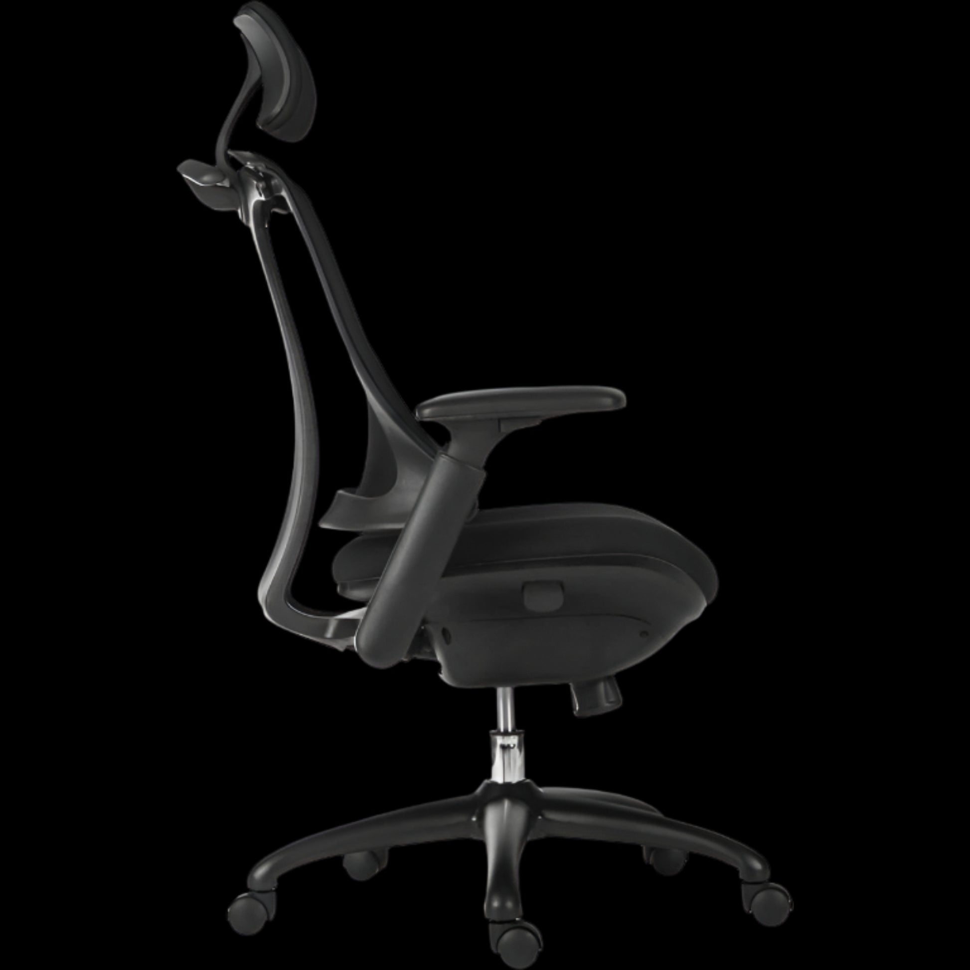 Black office chair on a black background