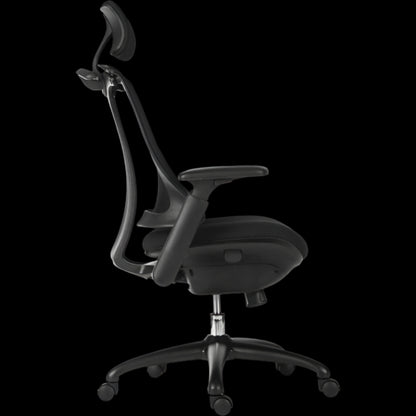 Black office chair on a black background
