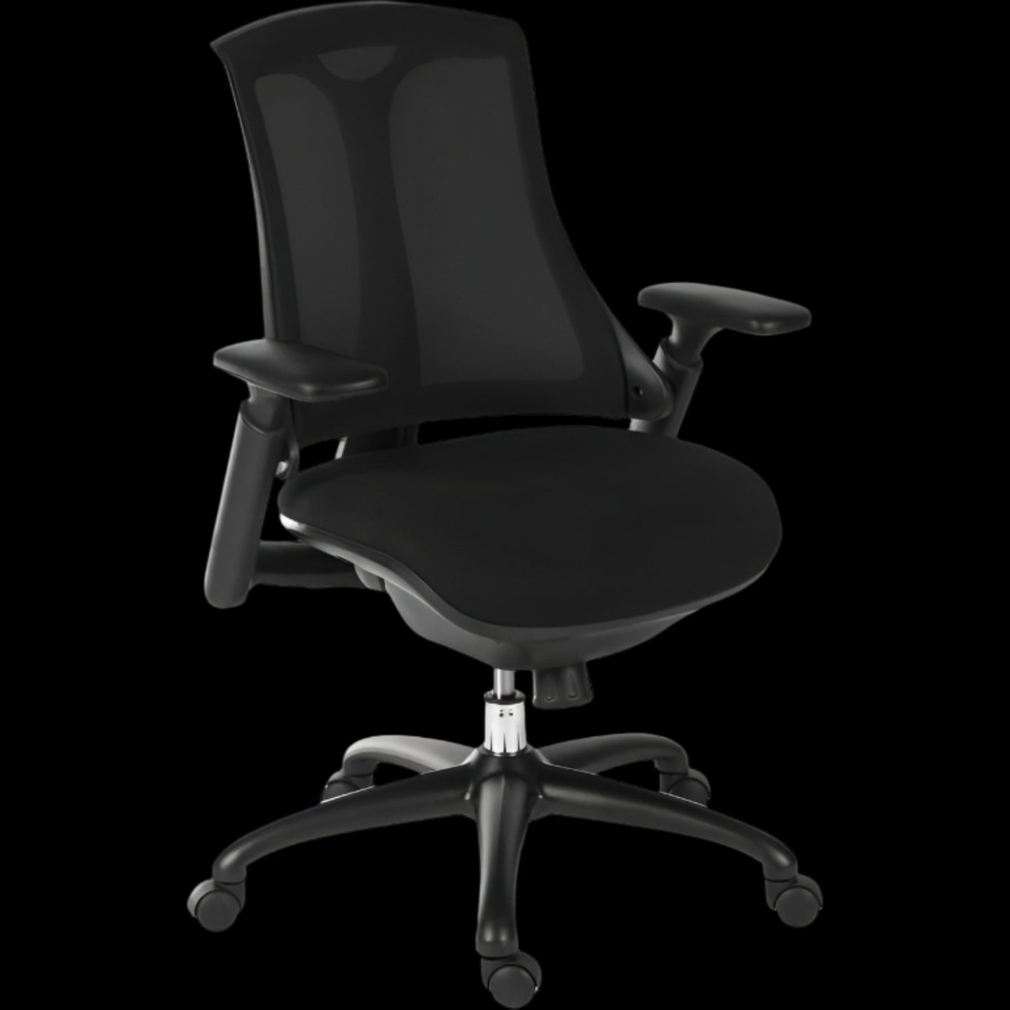 Black office chair on a black  background