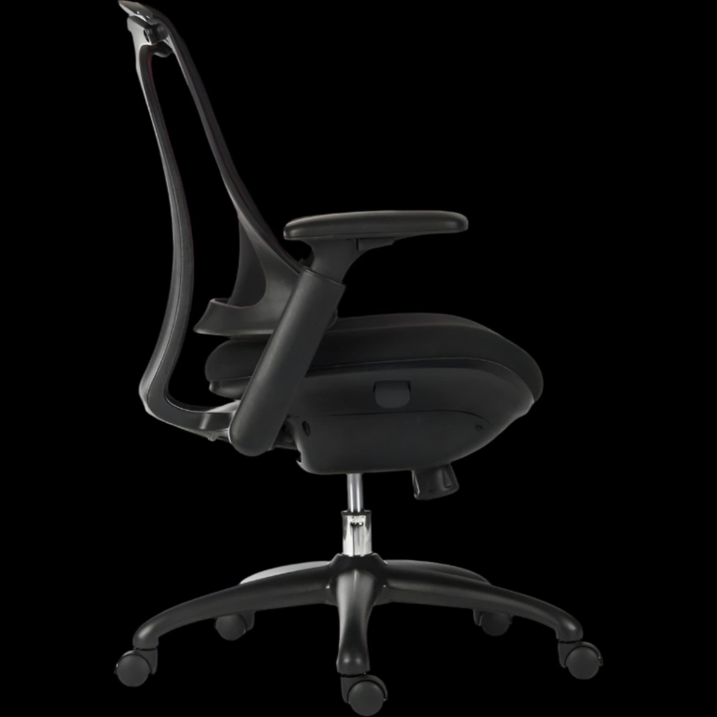 Black office chair on a black background