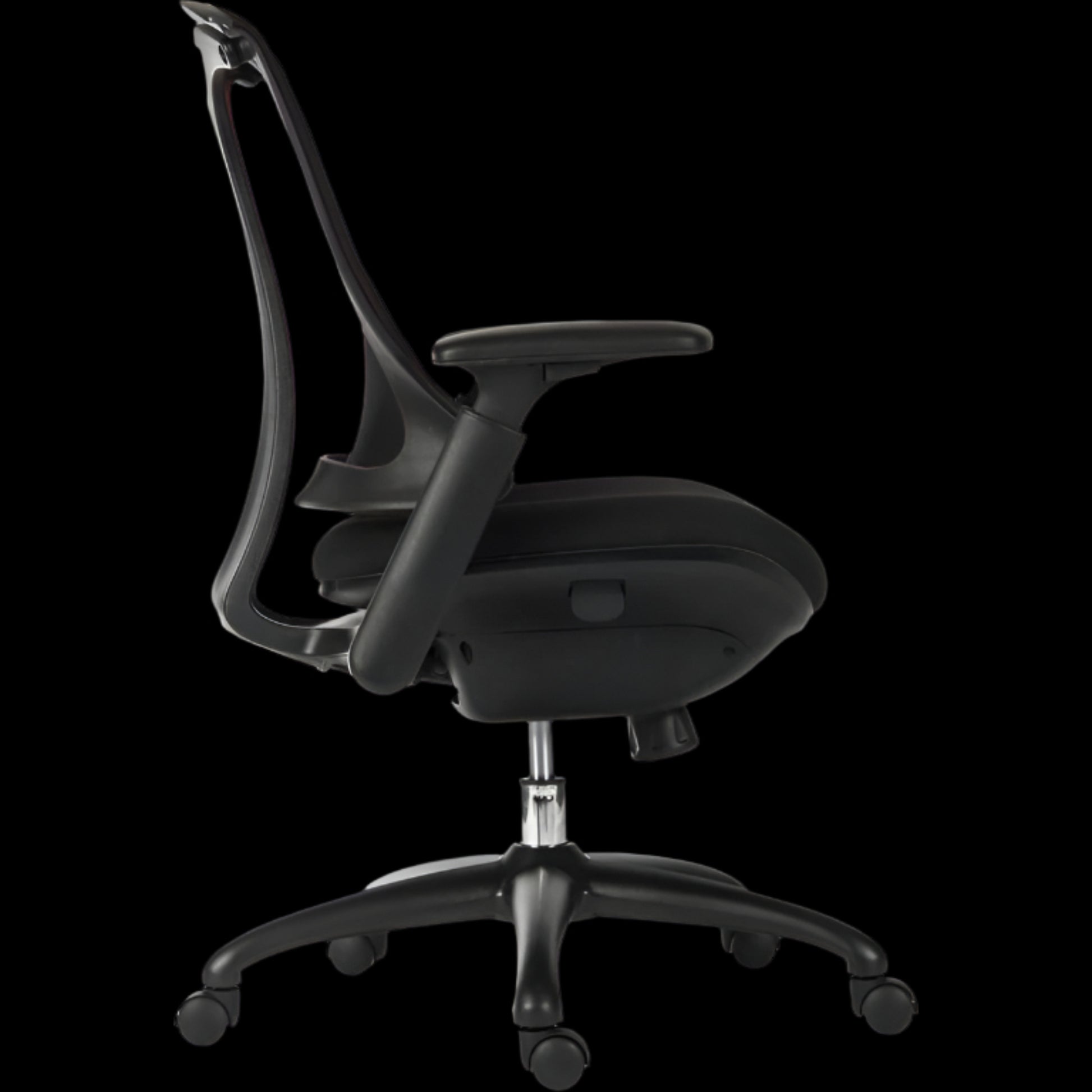Black office chair on a black background