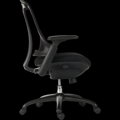 Black office chair on a black background