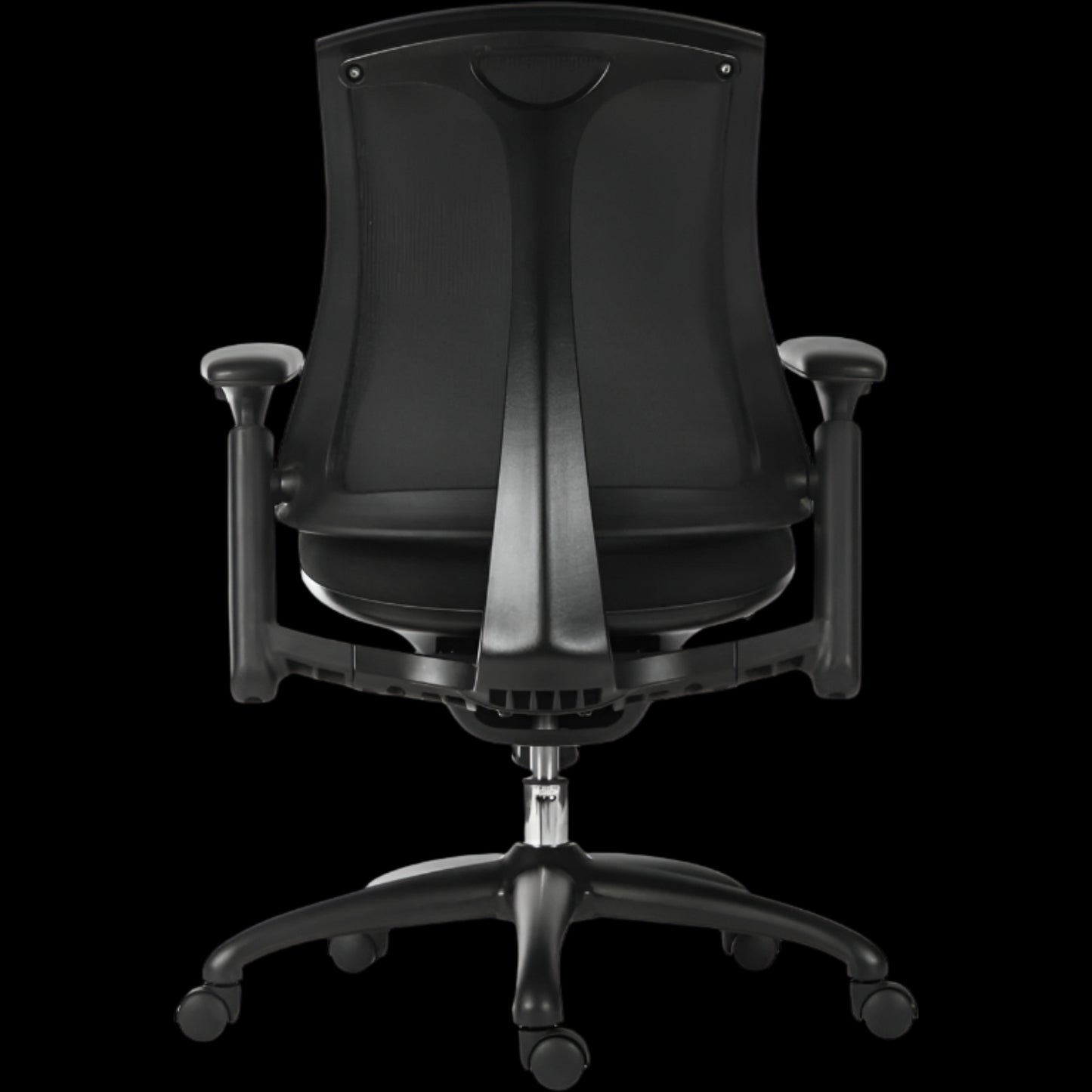 Black office chair on a black background