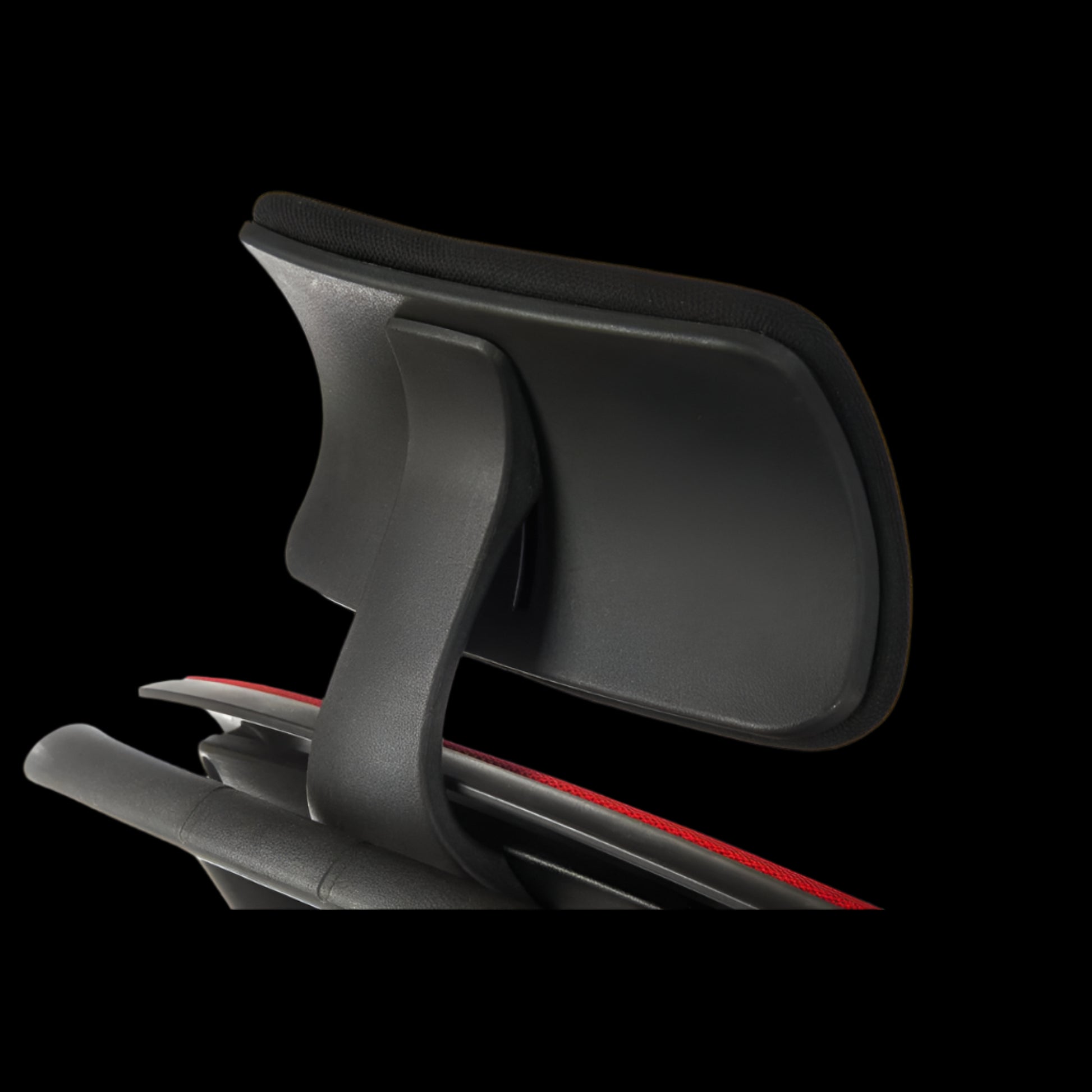 black office chair headrest on a black background