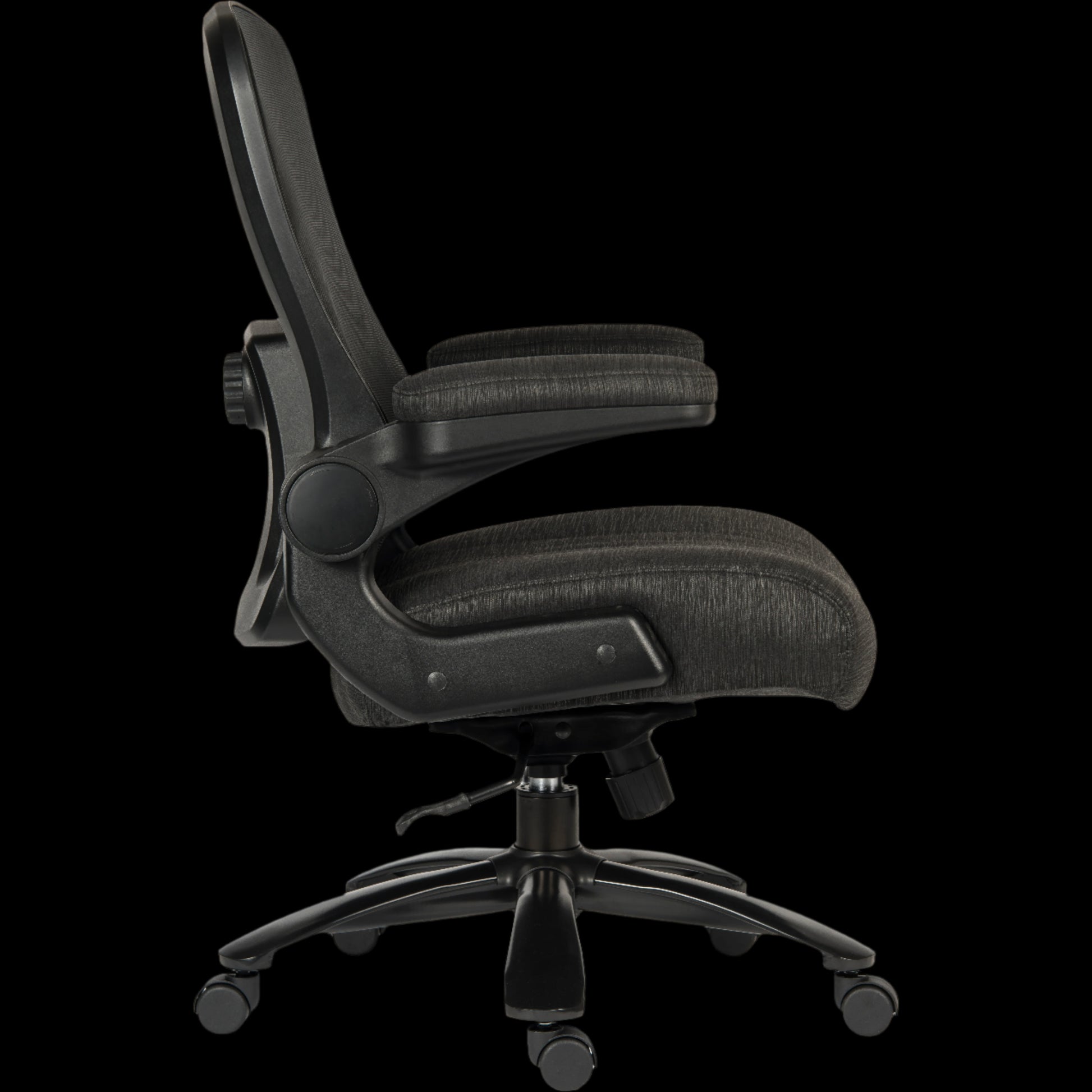 Black office chair on a black background
