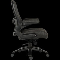 Black office chair on a black background