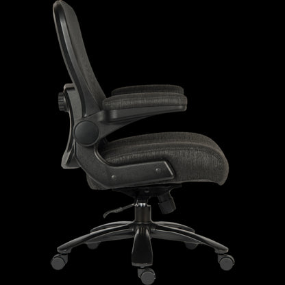 Black office chair on a black background