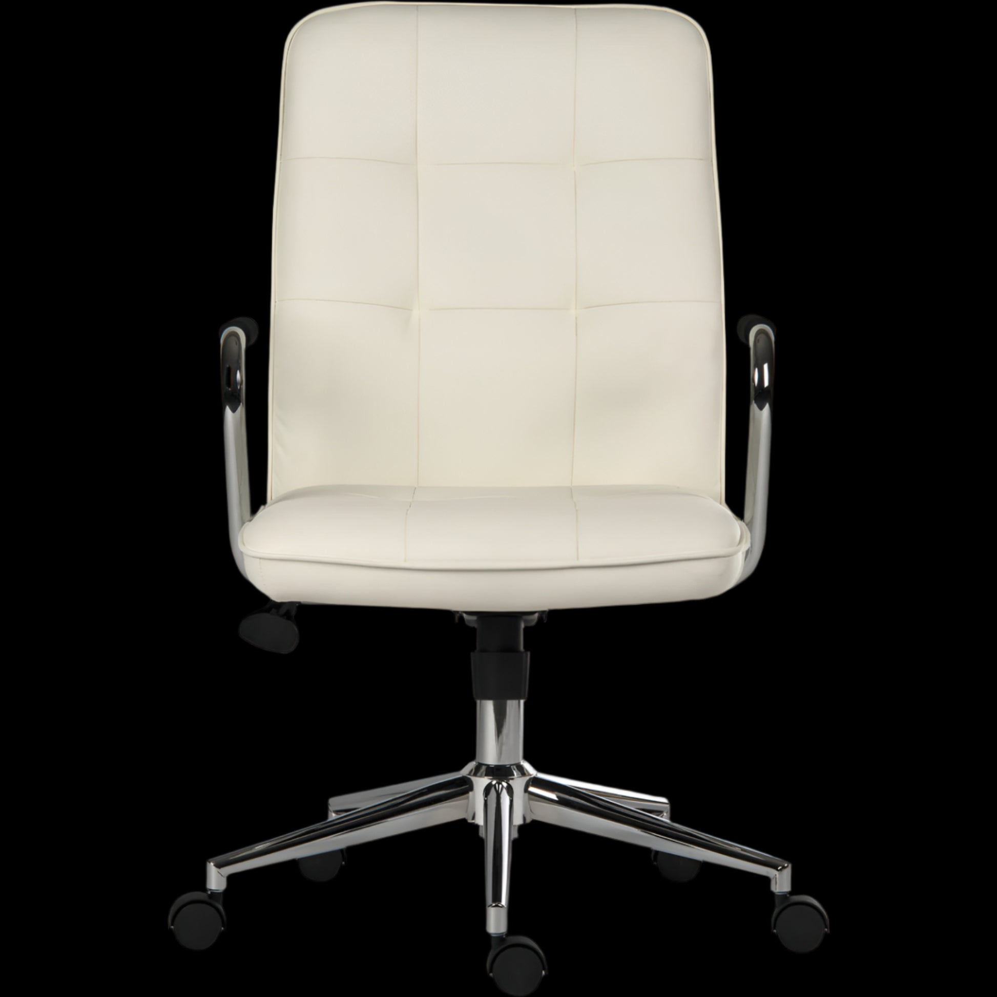 White office chair with a black background