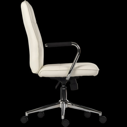 White office chair with a black base on a black  background