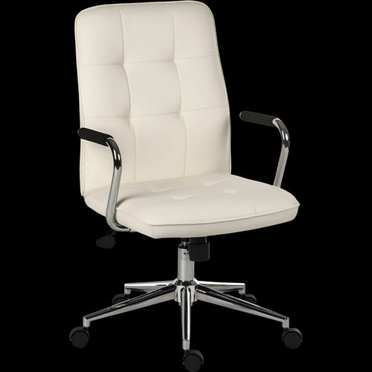 White office chair with a black base on a black background