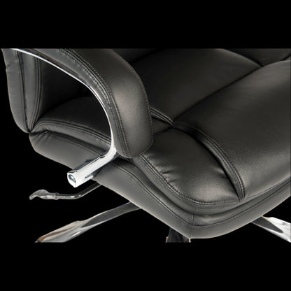 Black office chair with a black background