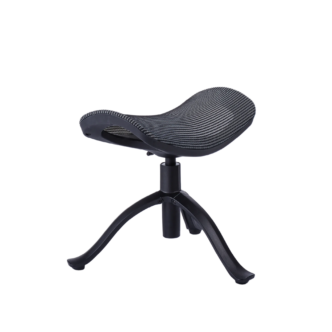 Adjustable ergonomic mesh footstool, black, folding tripod base