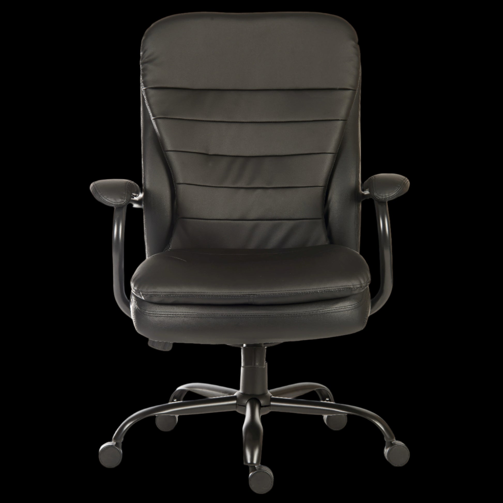 black office chair with a black background