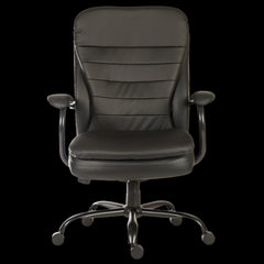black office chair with a black background