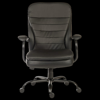 black office chair with a black background
