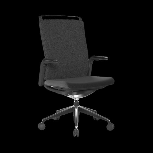 Black office chair with a black background