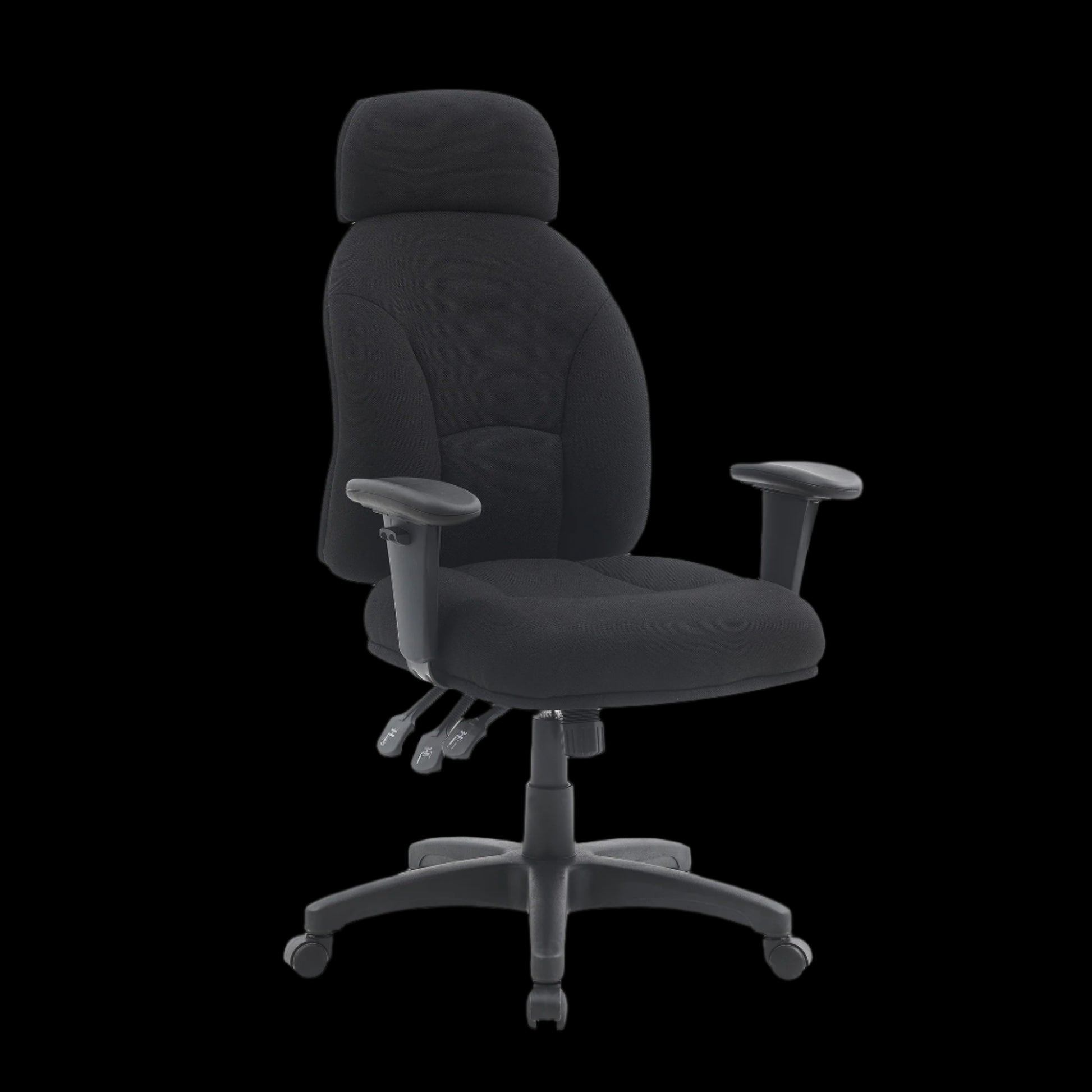 Black office chair on a black background