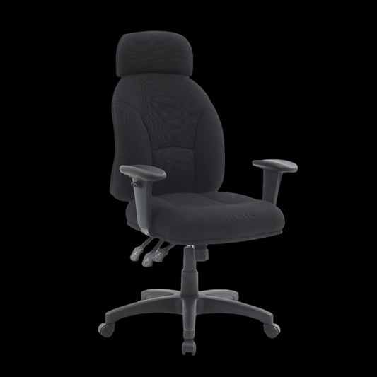 Black office chair on a black background