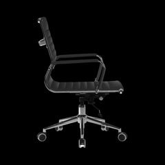 Black office chair with armrests on a black background