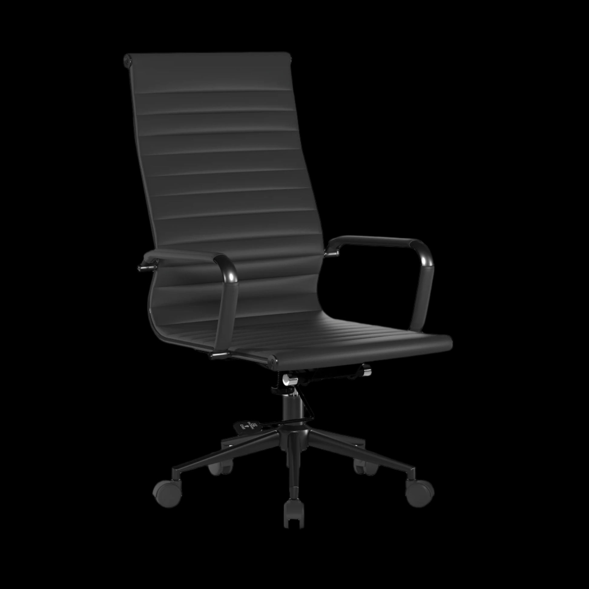 Black office chair on a black background