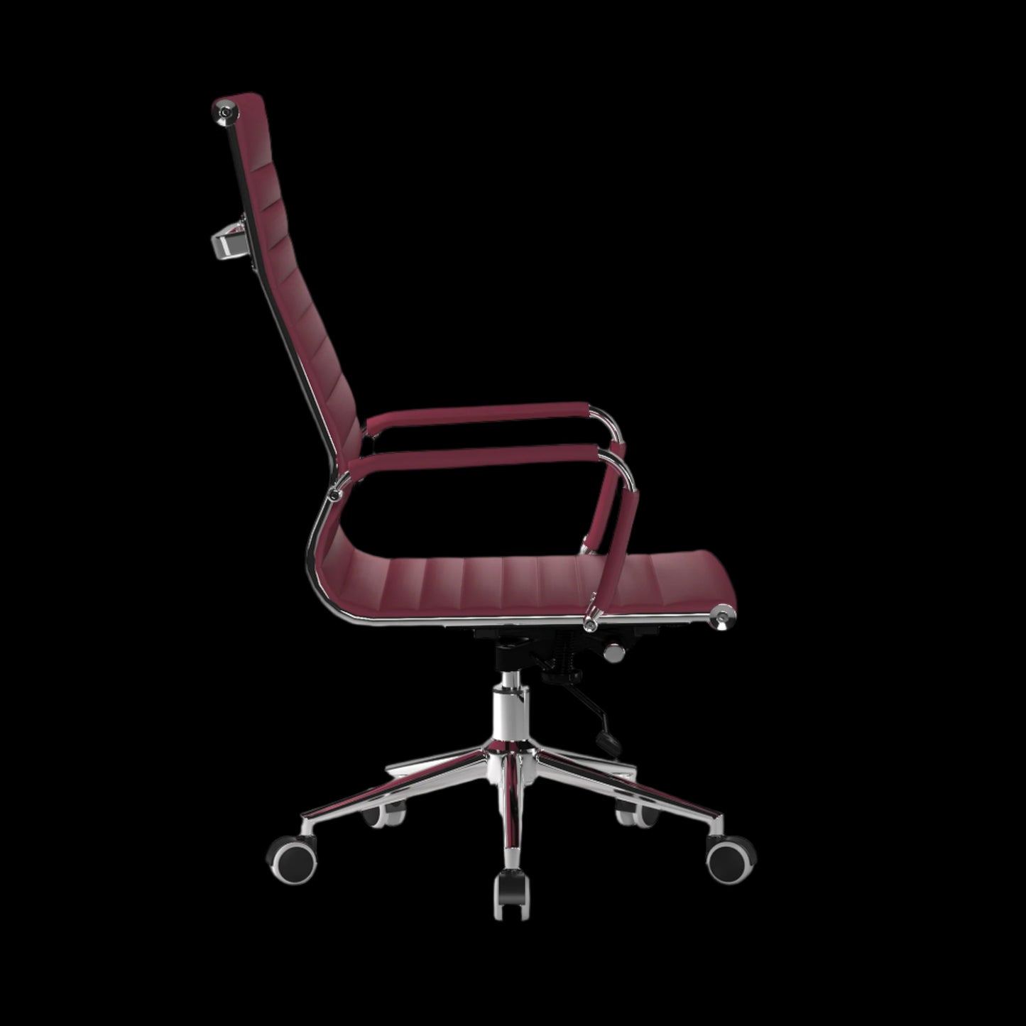 Maroon office chair with a black  background