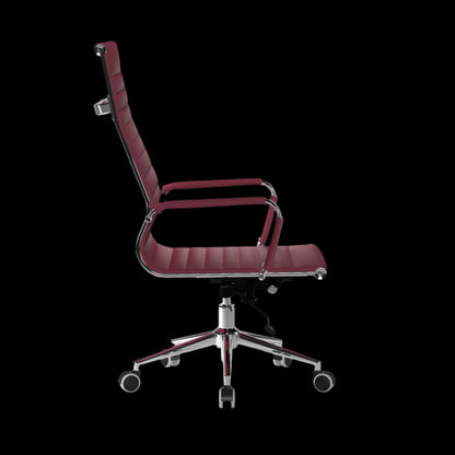 Maroon office chair with a black  background