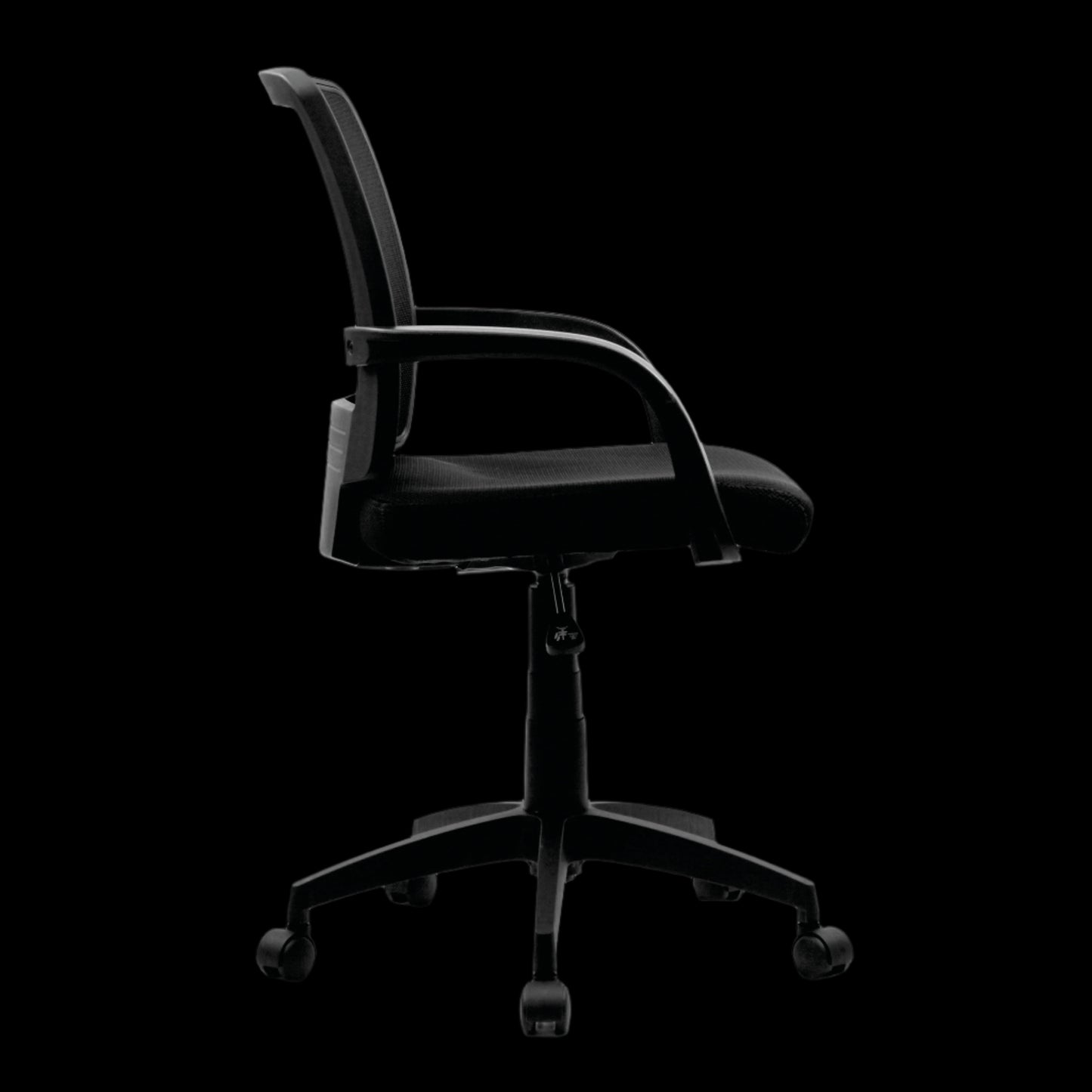 Black office chair on a black background