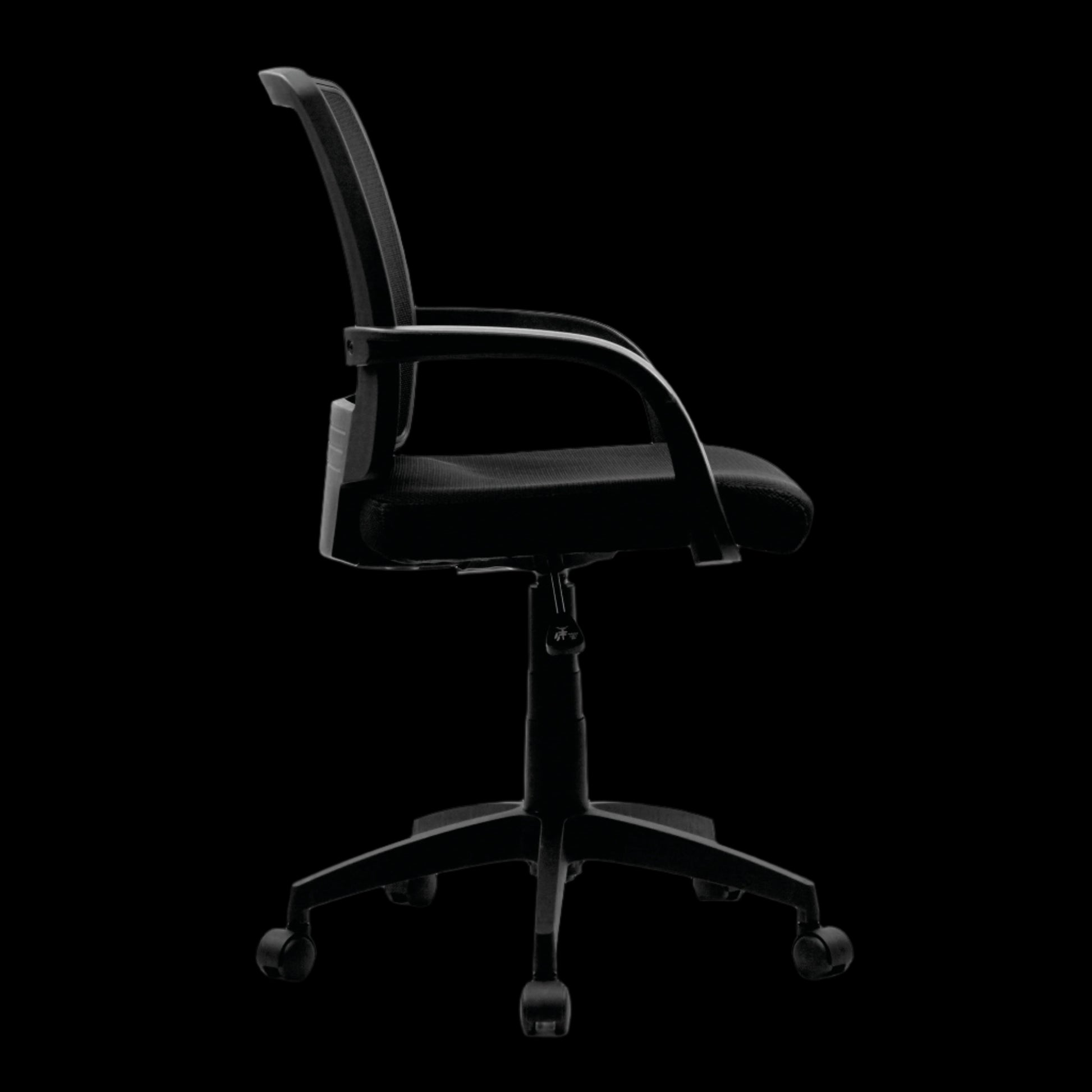 Black office chair on a black background