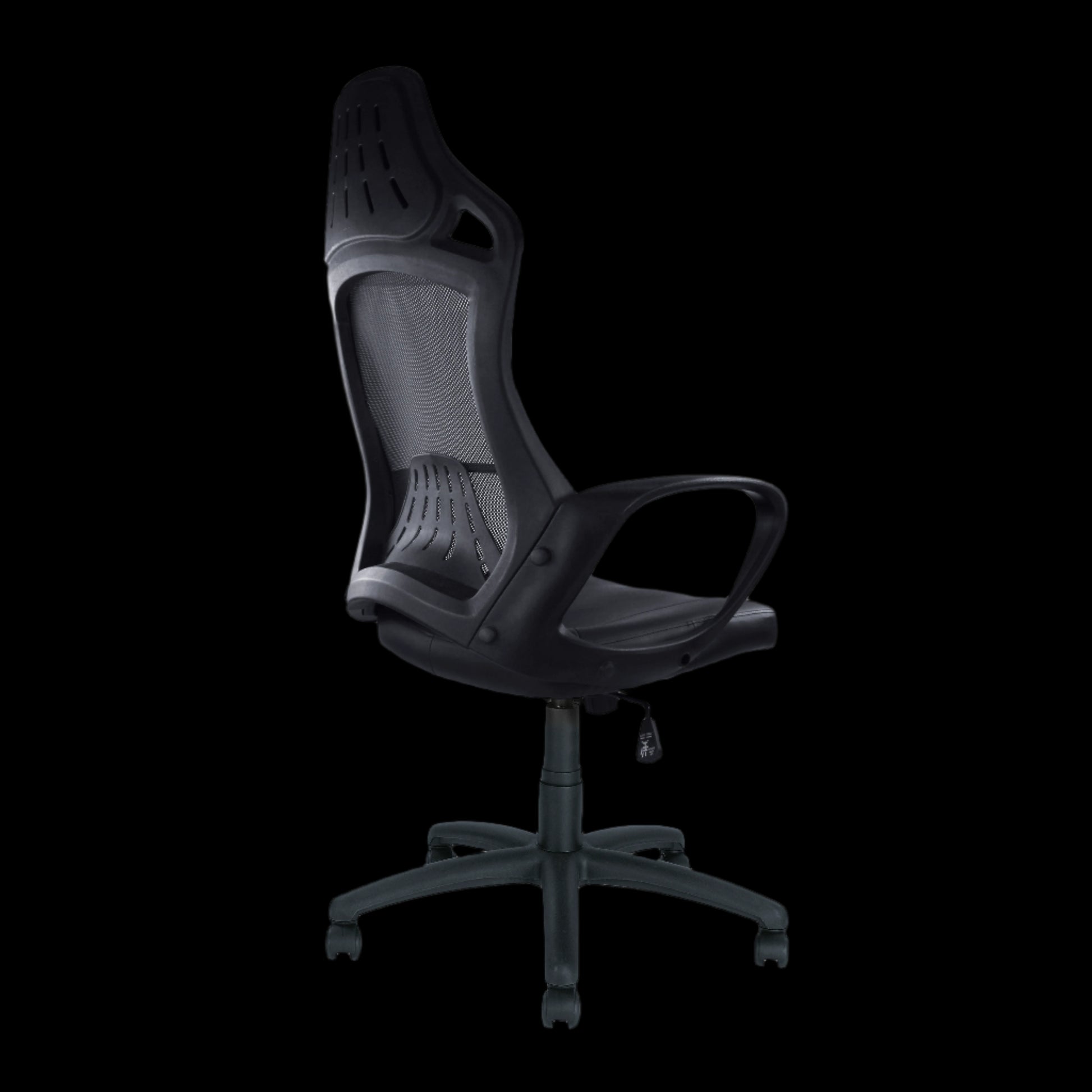 Gray office chair on a black background
