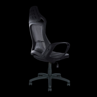 Gray office chair on a black background