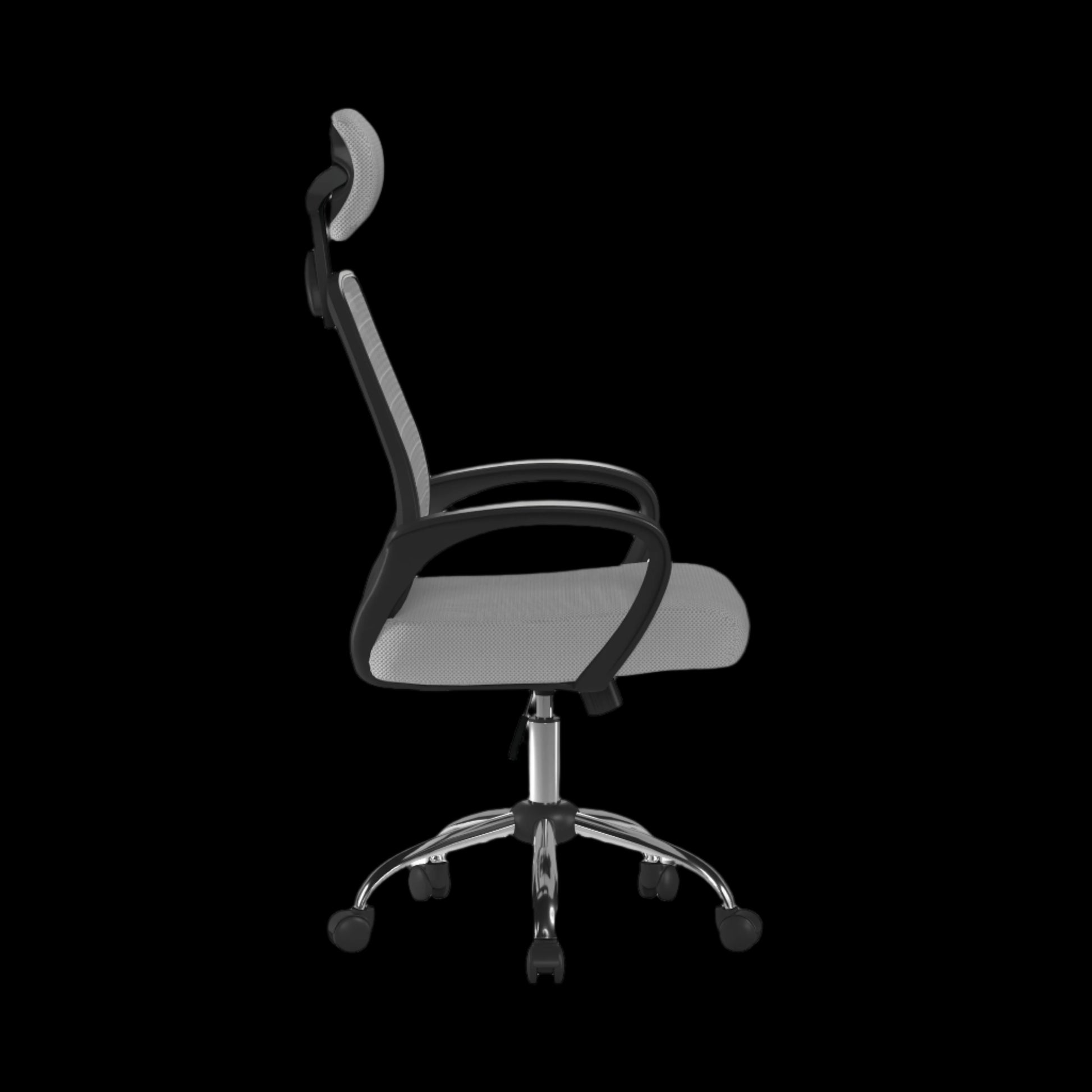 Office chair with mesh backrest and seat on a black background